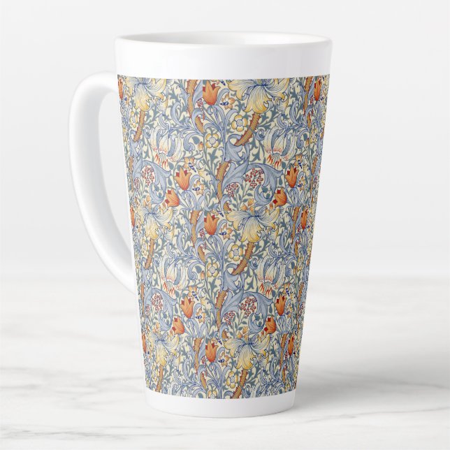 Taza De Café Latte William Morris Gold Lily Victorian Wallpaper (Ángulo izquierdo)