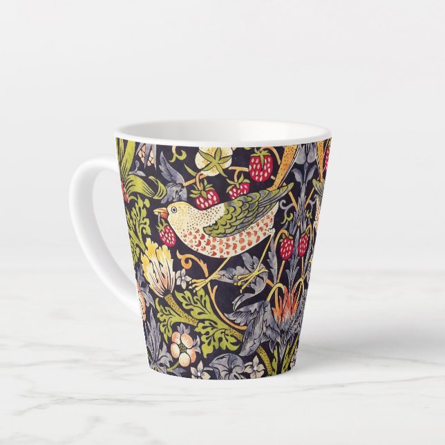 Taza De Café Latte William Morris Strawberry Thief Floral Art Nouveau (Ángulo izquierdo)