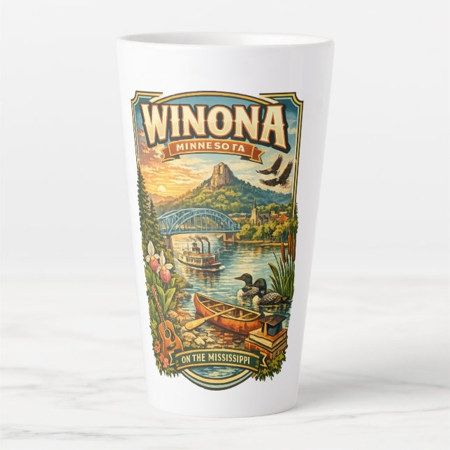 Taza De Café Latte Winona, MN Minnesota Unique Souvenir Latte Mug (Anverso)