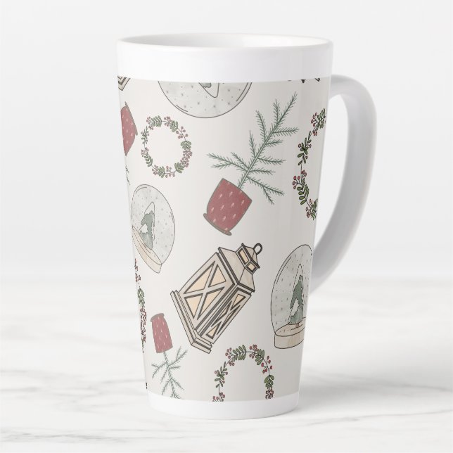 Taza De Café Latte Winter Farmhouse (Ángulo derecho)