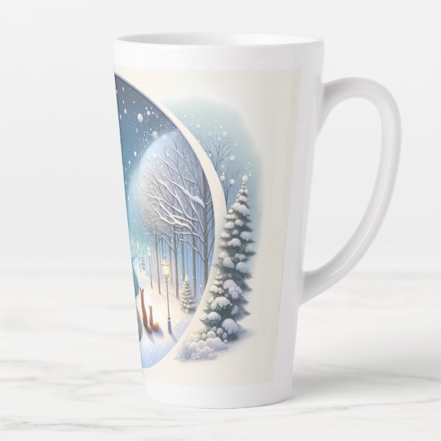 Taza De Café Latte Winter Foxes by Moonlit Snowy River (Derecha)