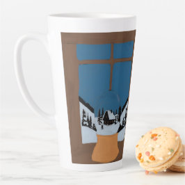 Taza De Café Latte Winter Latte Mug - Snow Globe by the Window Scene 