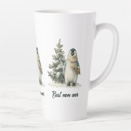 Taza De Café Latte Winter Penguin “Best Mom Ever” Design