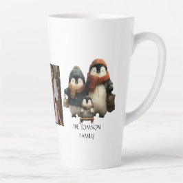 Taza De Café Latte Winter Penguin Family Personalized Design