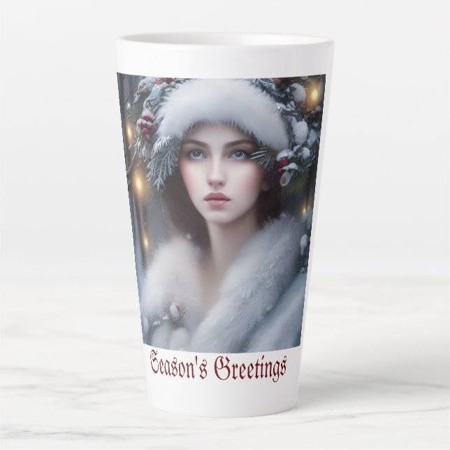 Taza De Café Latte Winter Princess Custom Holiday  (Anverso)