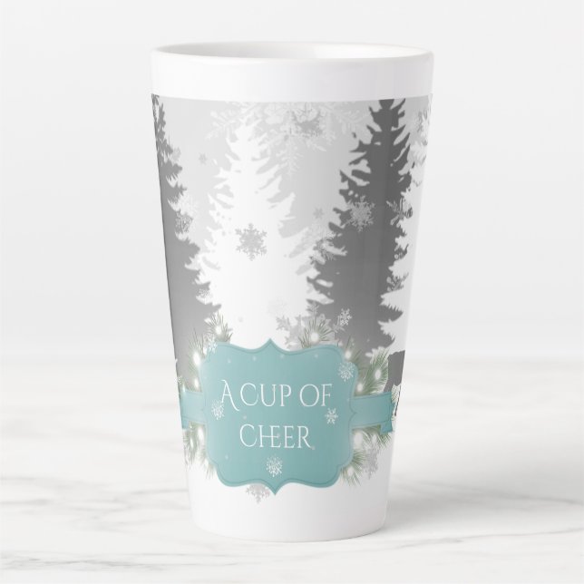 Taza De Café Latte Winter Wonderland Latte Mug - Verde azulado (Anverso)