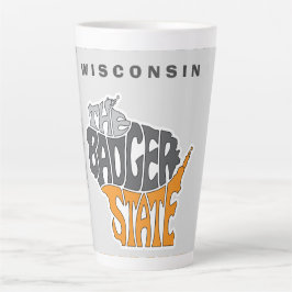 Taza De Café Latte Wisconsin State apodo Word Art