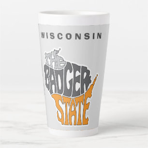 Taza De Café Latte Wisconsin State apodo Word Art