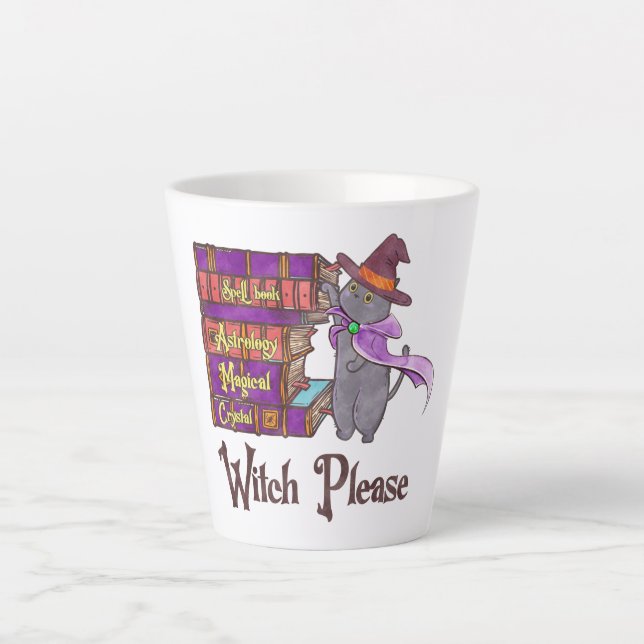 Taza De Café Latte Witch Please - Witch Black Cat (Anverso)