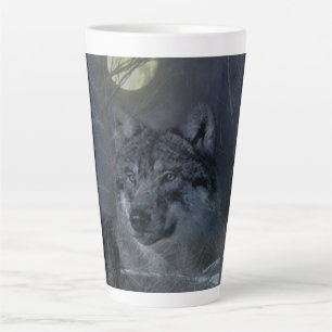 Taza De Café Latte Wolf Spirit Full Moon