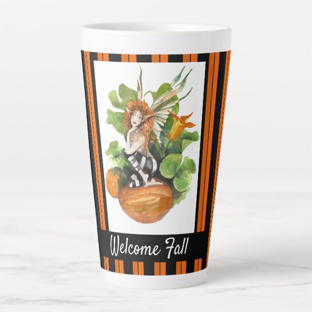 Taza De Café Latte Woodland Fall Harvest Elf (Anverso)