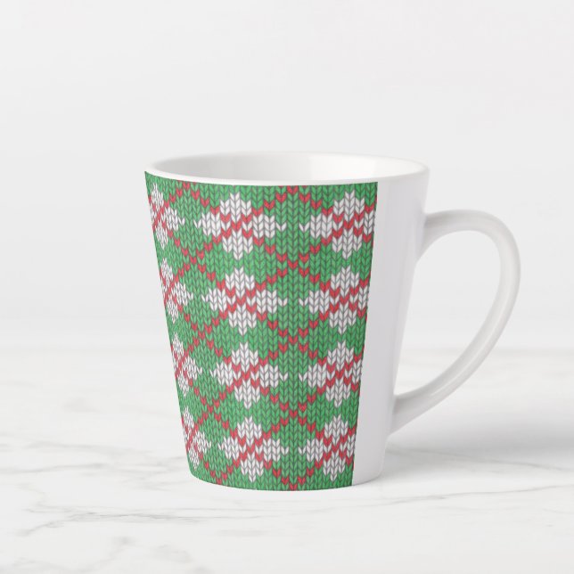 Taza De Café Latte XMAS ARGYLE KNIT Latte Mug (Derecha)