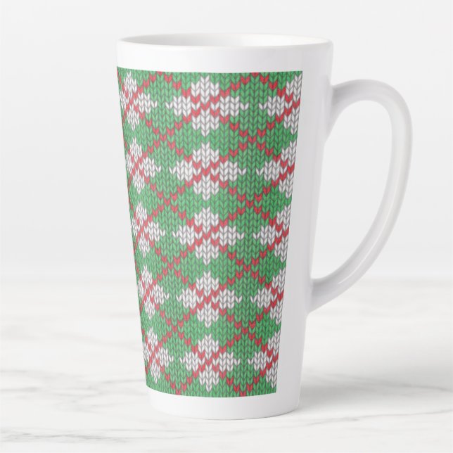 Taza De Café Latte XMAS ARGYLE KNIT Tall Latte Mug (Derecha)