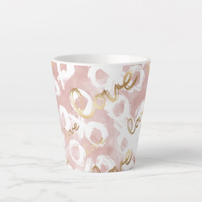 Taza De Café Latte XO de amor al oro blanco rosado (Anverso)