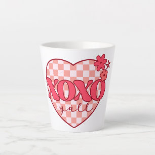 Taza De Café Latte XOX Corazón rosa dulce y amoroso