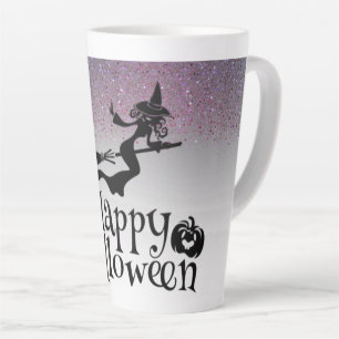 Taza de café latte y feliz Halloween