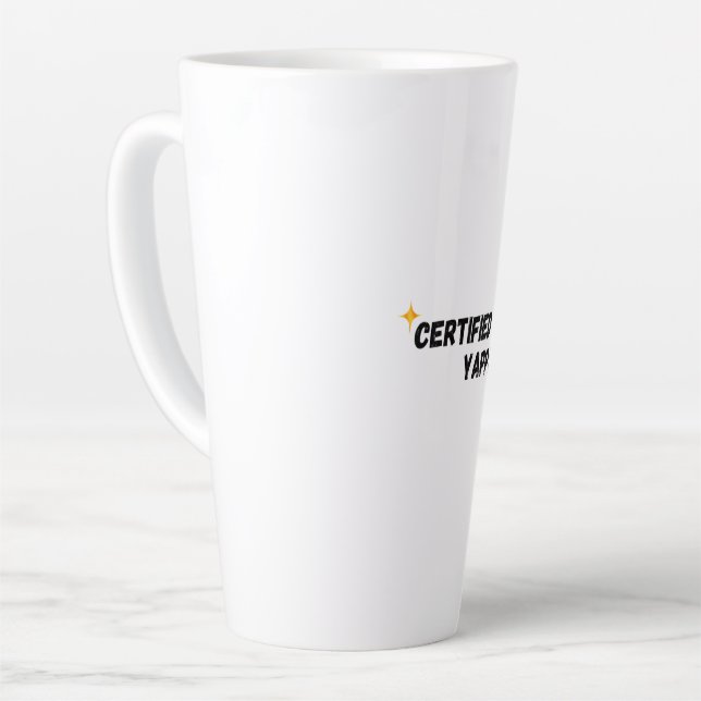 Taza De Café Latte Yapper certificado | Gen-Z Gracioso Tee Gráfico (Ángulo izquierdo)
