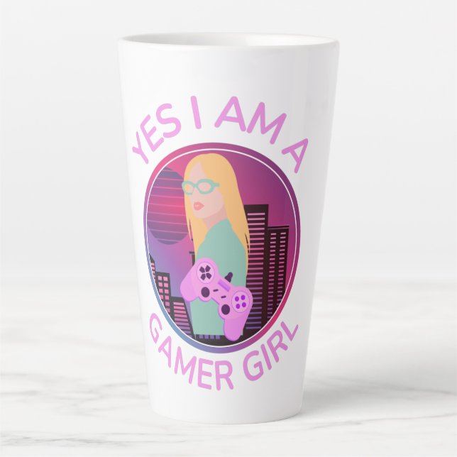 TAZA DE CAFÉ LATTE YES I AM A GAMER GIRL (Anverso)