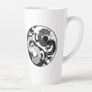 TAZA DE CAFÉ LATTE YIN YANG DOS DRAGONS