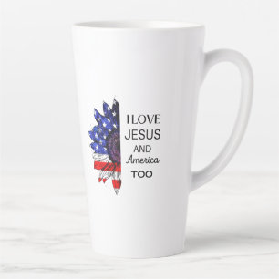 Taza De Café Latte Yo amo a Jesús y a Estados Unidos también
