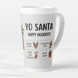 Taza De Café Latte Yo Santa divertido verano Navidad tropical vacacio