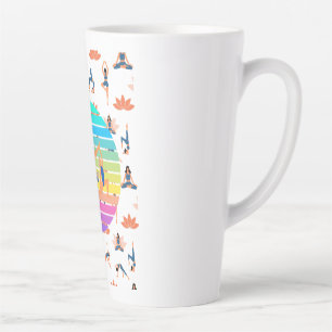 Taza De Café Latte Yoga retro en vibrante flujo de colores armoniosos