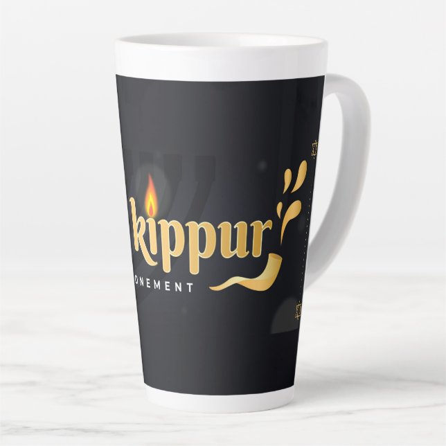 Taza De Café Latte Yom Kippur Latte Mug (Ángulo derecho)