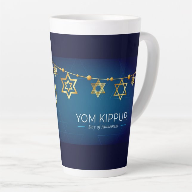 Taza De Café Latte Yom Kippur Latte Mug (Ángulo derecho)