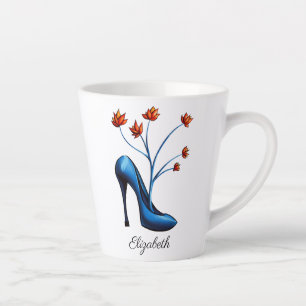Taza De Café Latte Zapatos De Alta Calidad Y Flor