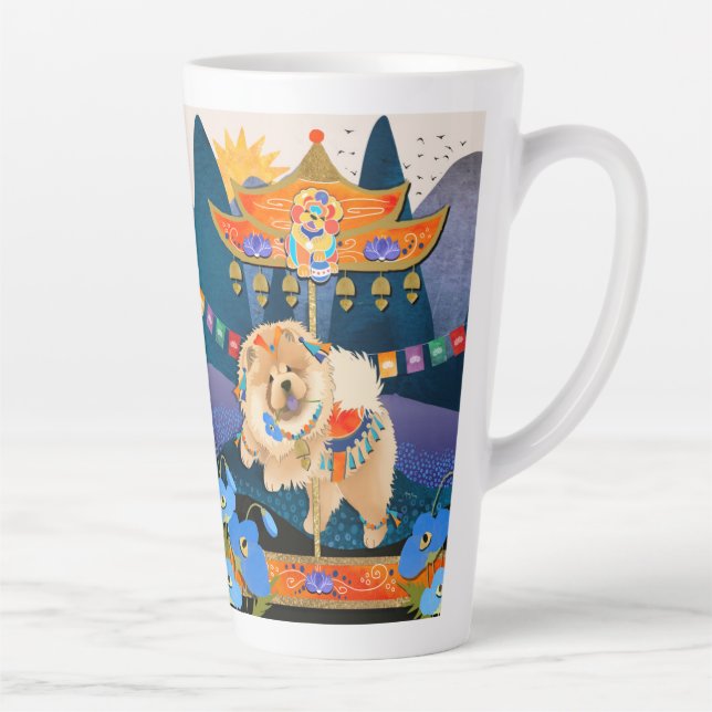 Taza De Café Latte ZEN CARNIVAL Chow - diseño de parrilladas de hierr (Derecha)