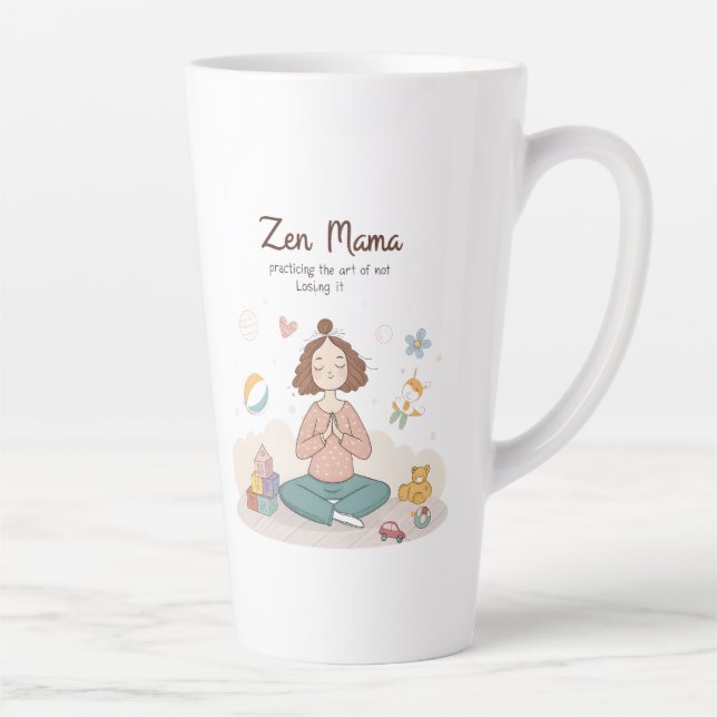 Taza De Café Latte Zen Mama Calm Motherhood Art (Derecha)
