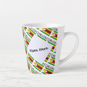 Taza De Café Latte Zimbabue Bandera de Zimbabue Personalizada con mos