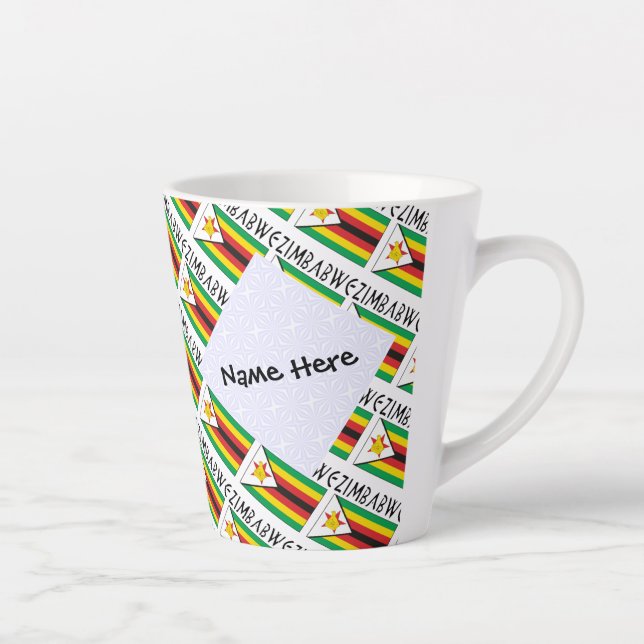 Taza De Café Latte Zimbabue: La bandera de Zimbabue cubierta con azul (Derecha)