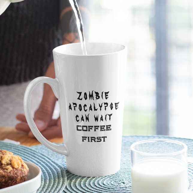 Taza De Café Latte Zombie Pero Café Primer Halloween Blanco (Subido por el creador)