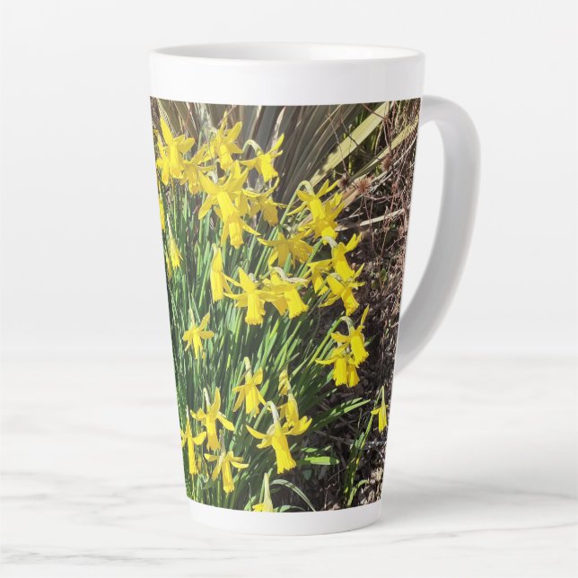 Taza De Café Latte Zorrillo Amarillo de primavera latte Mug (Ángulo derecho)