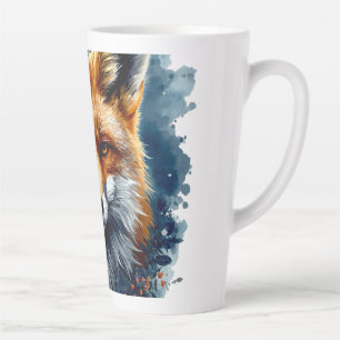 Taza De Café Latte Zorro Acuarela Luna Bosque Animal Estética