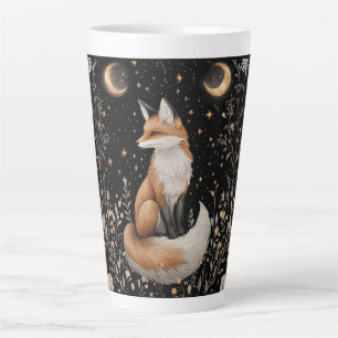 Taza De Café Latte Zorro Celestial Místico y Flores
