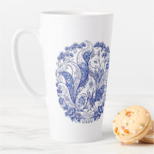 Zorro de nueve colas Kitsune estilo Imari azul y b