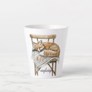 Taza De Café Latte Zorro en silla Navidad
