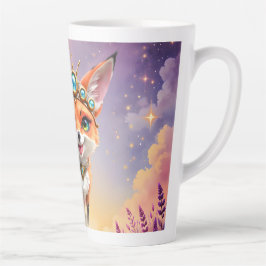 Taza De Café Latte Zorro estrellado de los prados iluminados por la l