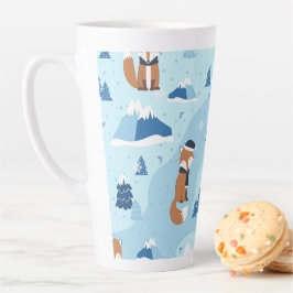 Taza De Café Latte Zorros Invernal Helados