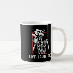 Taza De Café Laugh en vivo Die Funny Coffee Skeleton Dad