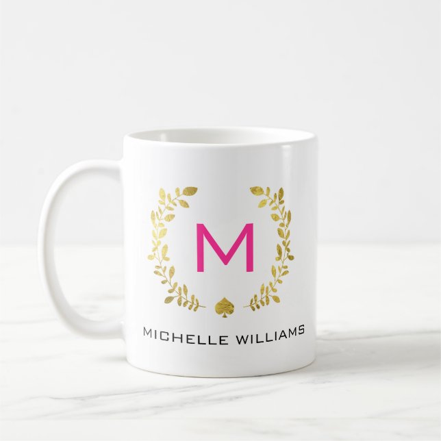 Taza De Café Laurel y espada del Relieve metalizado dorado del (Izquierda)