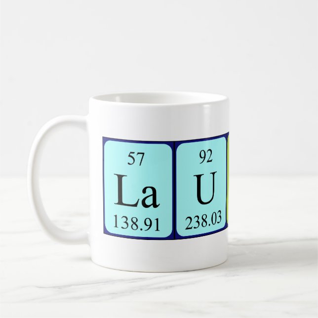 Taza De Café Laurenne periódica table name mug (Izquierda)