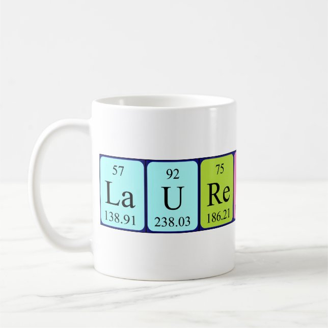 Taza De Café Laurentyna tabla periódica nombre mug (Izquierda)