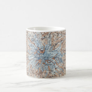 Taza De Café Lavado del mapa topográfico del albarán del mont