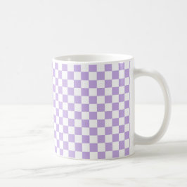Taza De Café Lavanda a cuadros y blanco