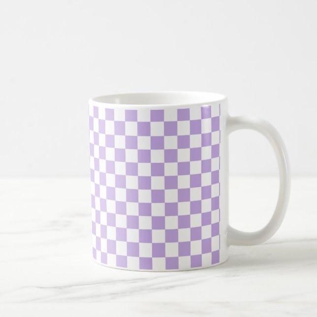 Taza De Café Lavanda a cuadros y blanco (Derecha)