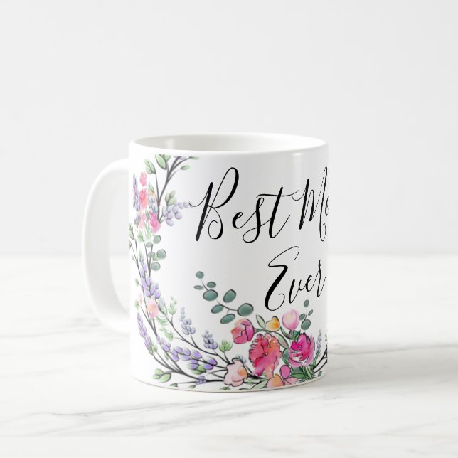 Taza De Café Lavanda acuática eucalipto Rosa rosa salvaje mamá (Anverso izquierdo)