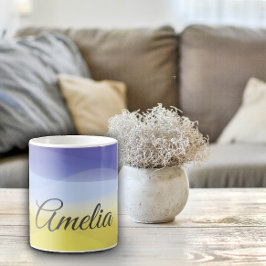 Taza De Café lavanda azul de ola minimalista con nombre